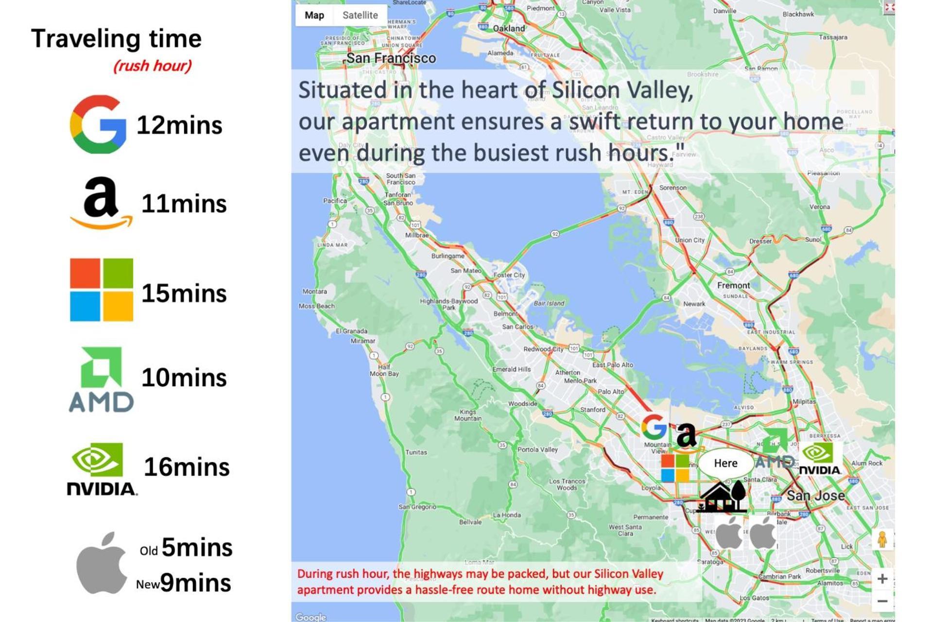 2Br Apt With Brand New Super Quite Ac, Washer, Dryer, Free Ev Station, Free Parking In Cupertino Sunnyvale Exteriör bild